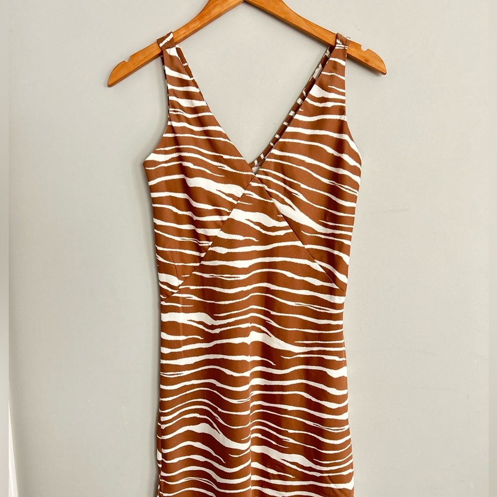 A New Day zebra printed midi dress with side slit